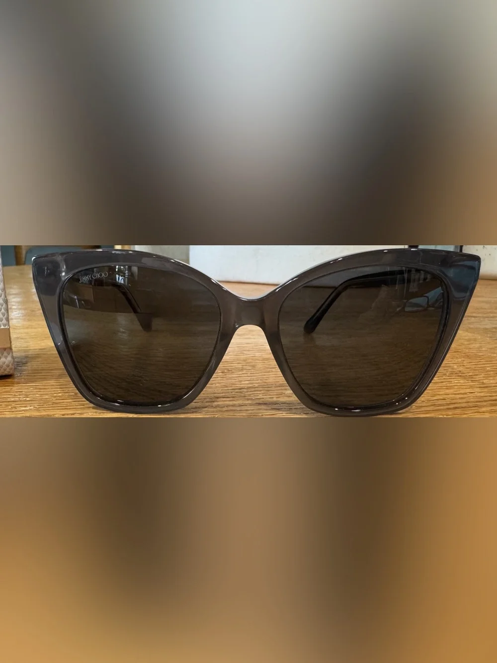 Jimmy Choo peared gray Sunglasses with Cream Textured Case
